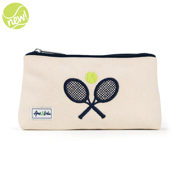 Ame & LuLu Canvas Brush It Off Cosmetic Case Tennis Bags