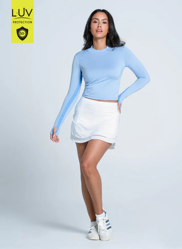 Women's Lucky in Love Mock Neck Hip Fit Long Sleeve Women's Clothing