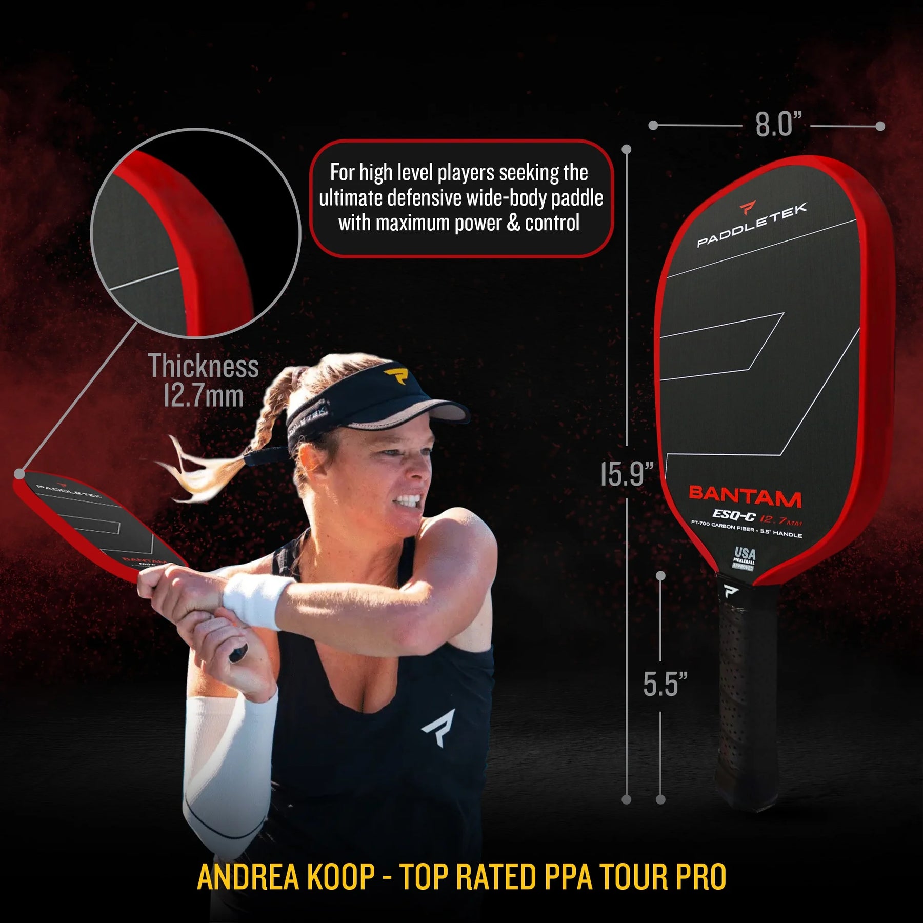 Paddletek Bantam ESQ-C 12.7 Pickleball Paddle Pickleball Paddles