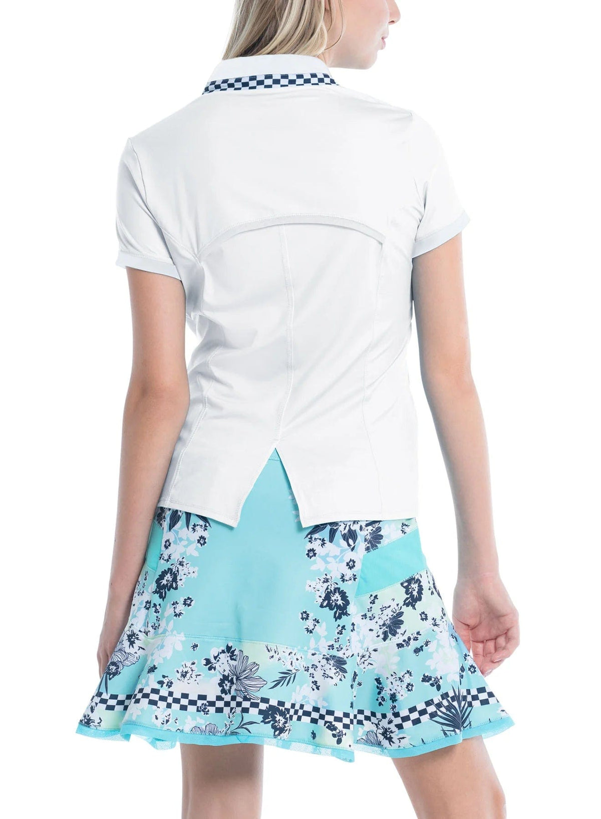 Women's Lucky In Love Geo Mod Notch Tennis Short Sleeve Women's Clothing