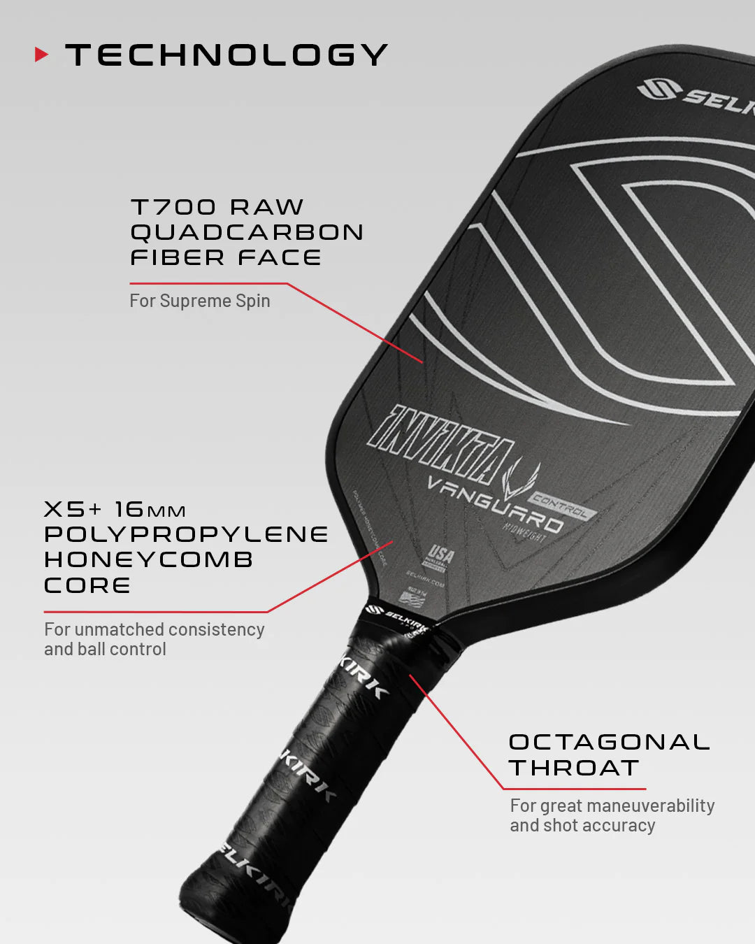 Selkirk Vanguard Control Invikta Pickleball Paddle Pickleball Paddles