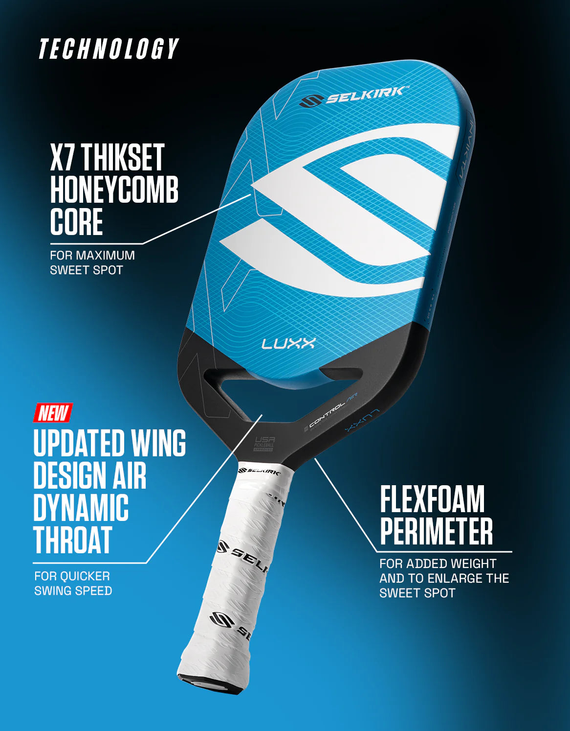 Selkirk LUXX Control Air with InfiniGrit Invikta Pickleball Paddle Pickleball Paddles