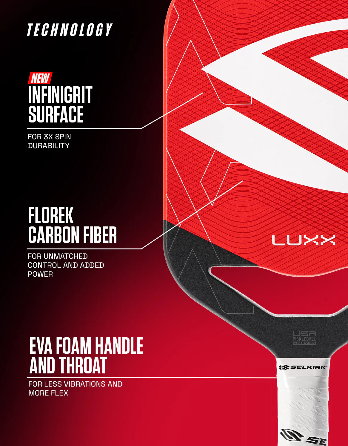 Selkirk LUXX Control Air with InfiniGrit Invikta Pickleball Paddle Pickleball Paddles