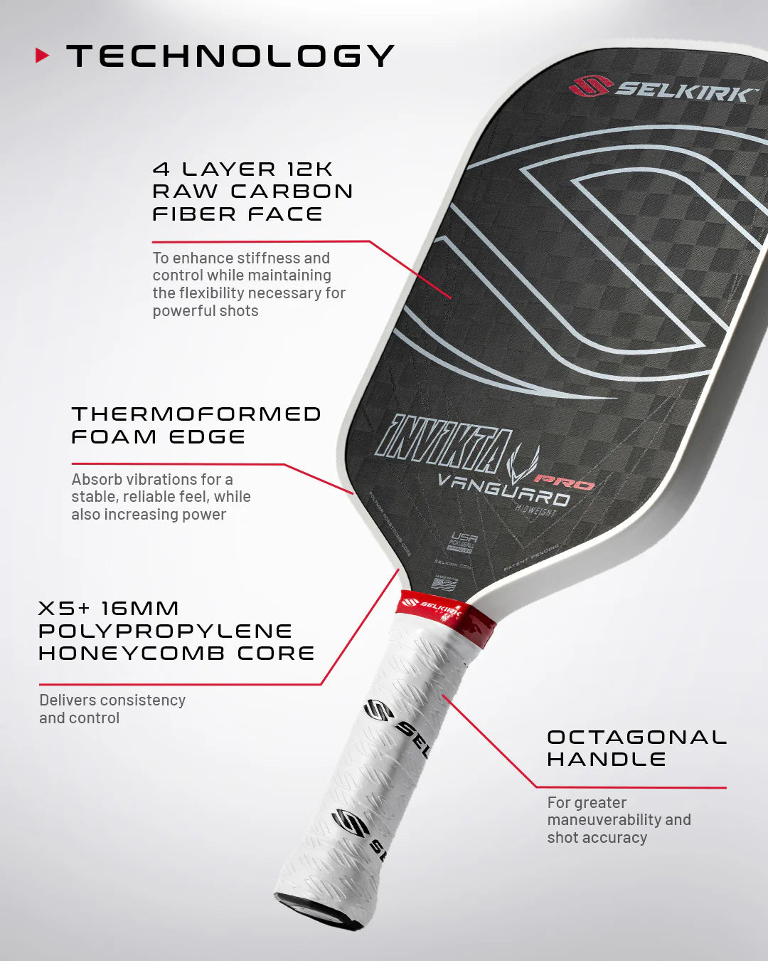Selkirk Vanguard Pro Invikta Pickleball Paddle Pickleball Paddles