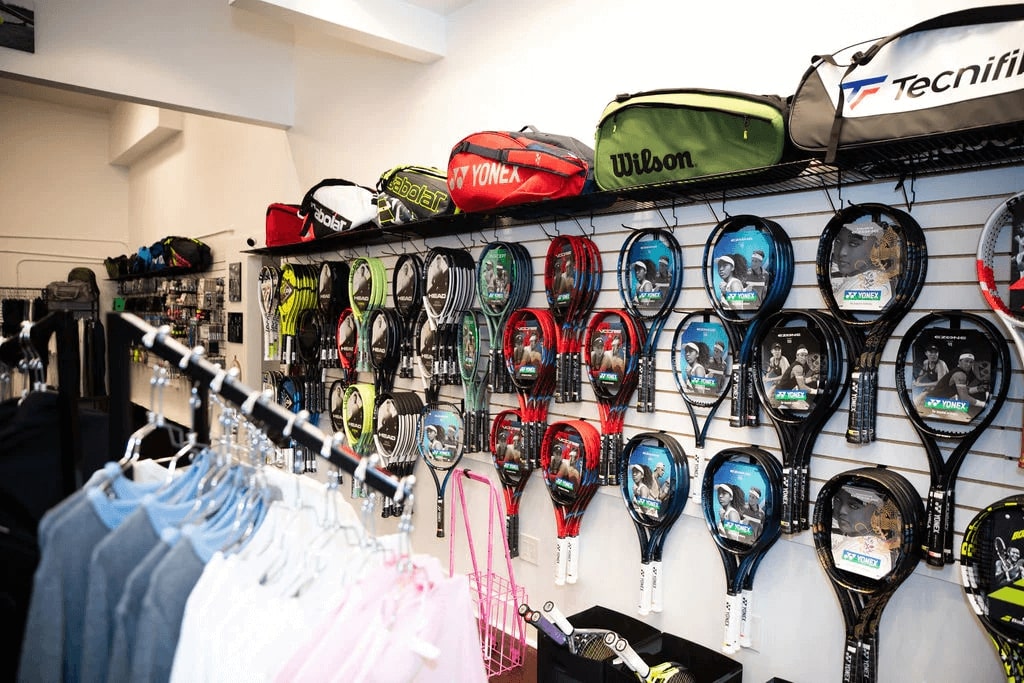 the inside of the San Francisco East Bay tennis store