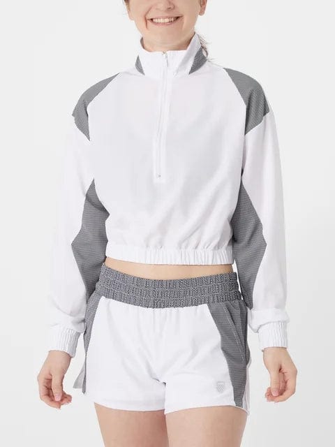 Women's K-Swiss Crop Long Sleeve Quarter Zip Tennis Top Women's Clothing