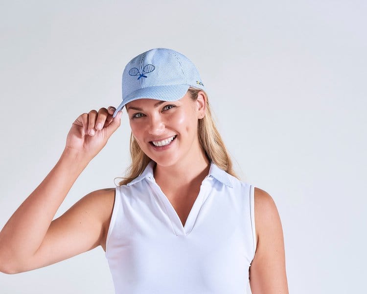 L'Oeuf Poché Seersucker Ribbon Tennis Hat Hats
