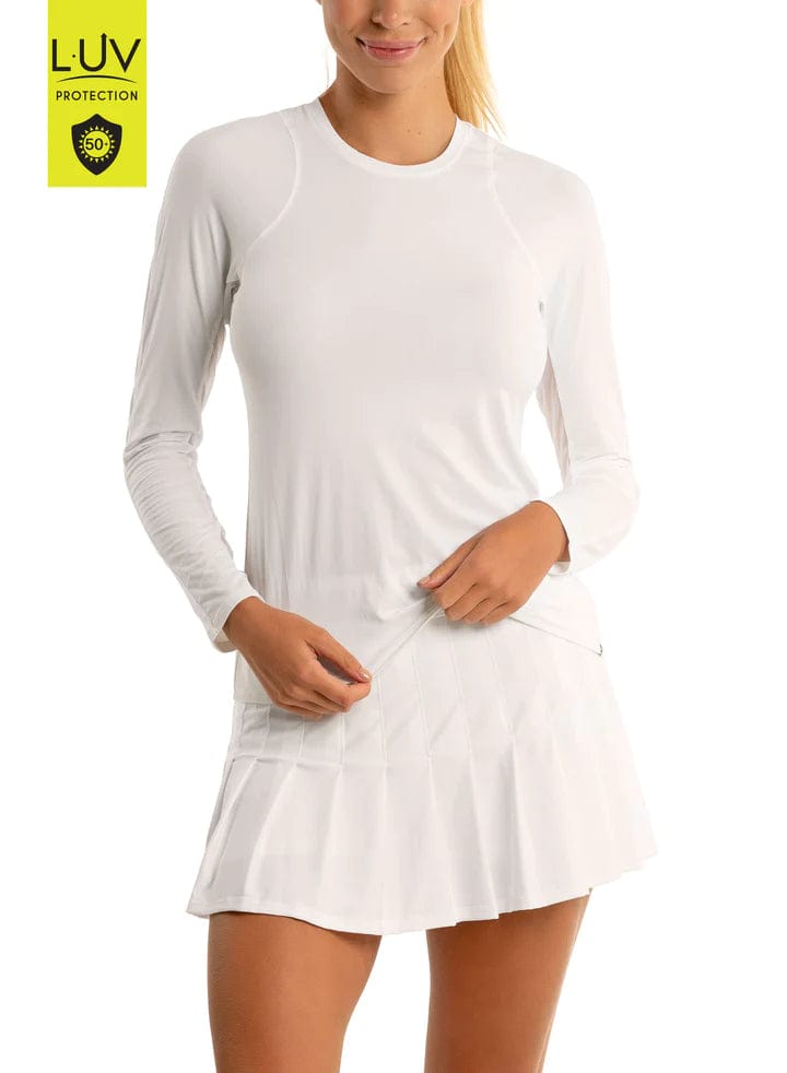 tennis dress with sleeves Lucky In Love Women's Breeze Long-Sleeve Top - Coral