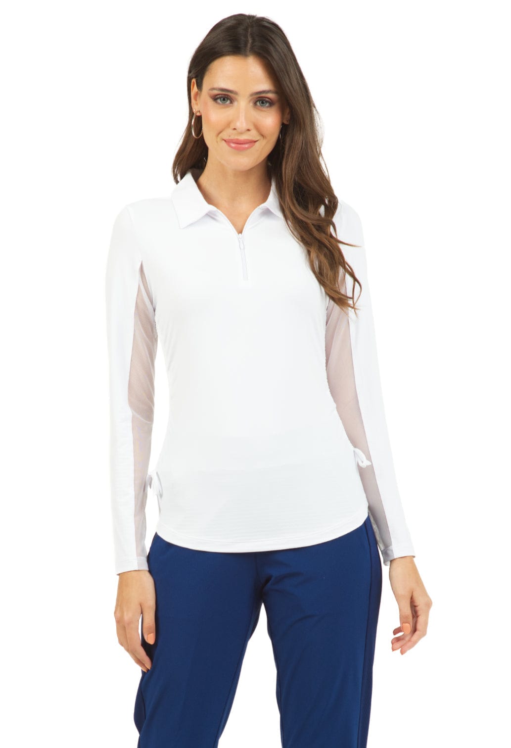 IBKUL Women's Adjustable Long Sleeve Zip Polo Women's Clothing