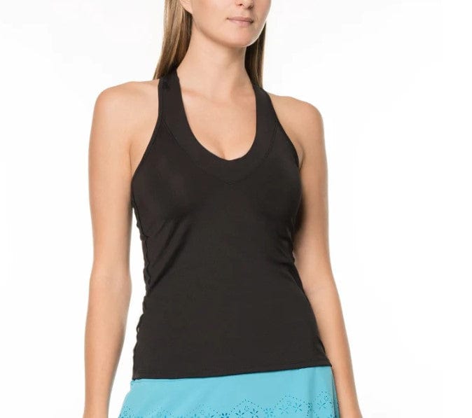 Lucky In Love Women's V-Neck Tennis Tank with Bra Women's Clothing