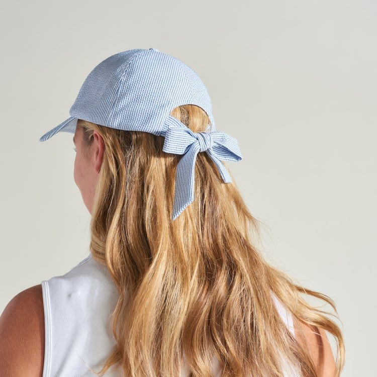 L'Oeuf Poché Seersucker Ribbon Tennis Hat