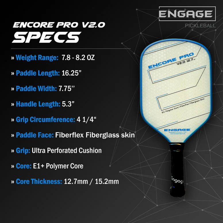 Engage Encore Pro V2.0 Pickleball Paddle Pickleball Paddles 