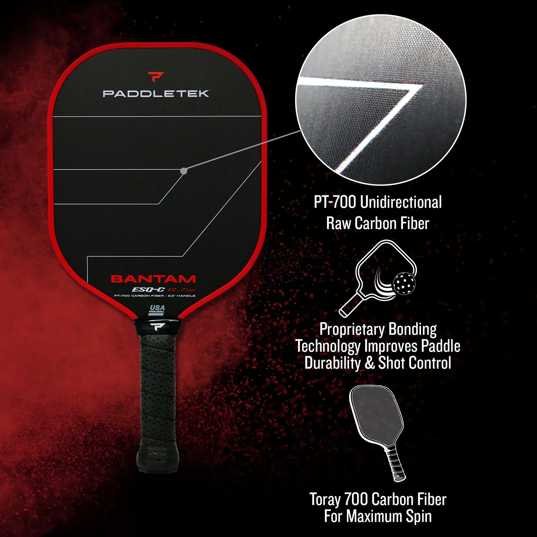 Paddletek Bantam ESQ-C 12.7 Pickleball Paddle Pickleball Paddles 