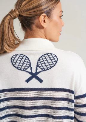 L'Oeuf Poché Pointelle Racquets Sweater Women's Clothing 