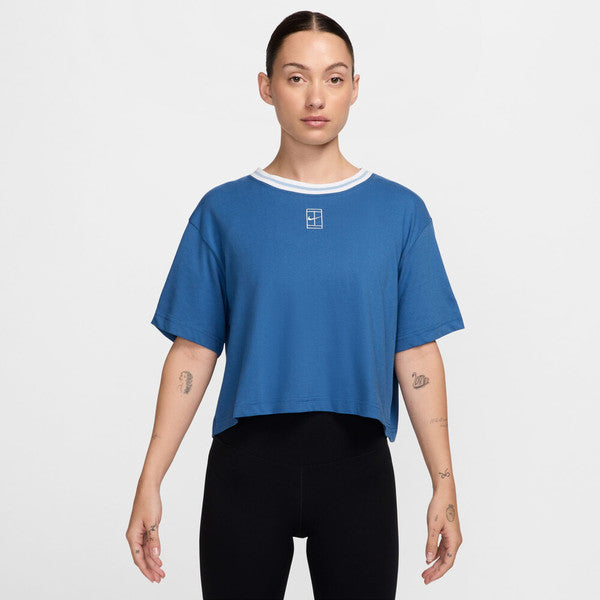 Women's Nike Court Heritage Short Sleeve Cropped Shirt Women's Clothing 