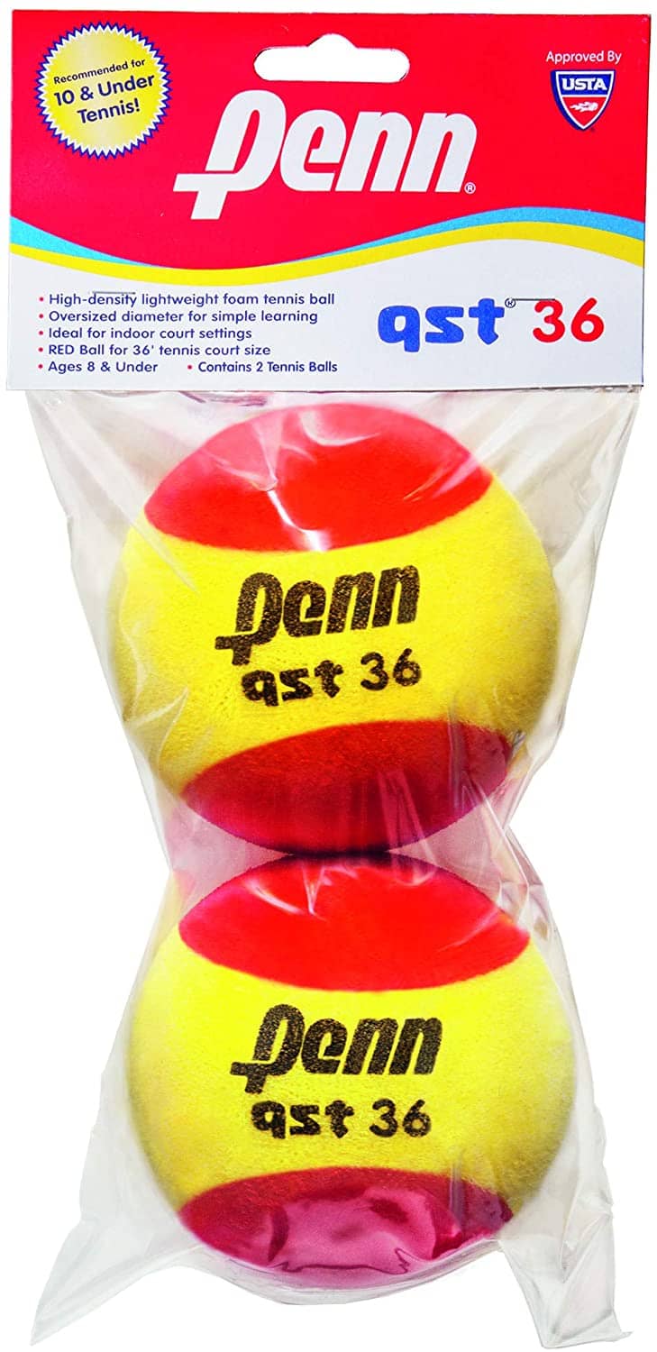 penn qst 36 junior red dot tennis ball front view