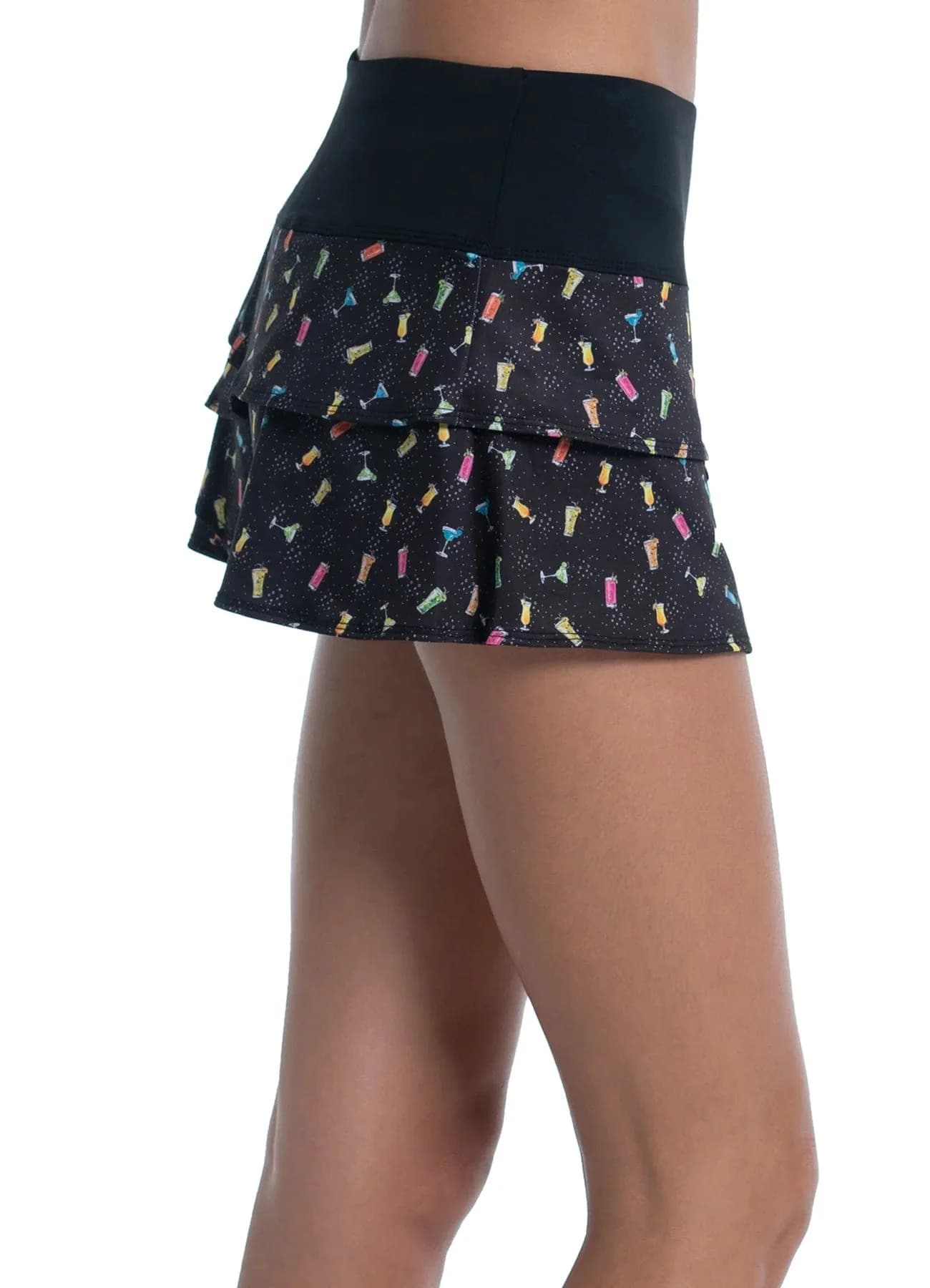 womens lucky in love womens happy hour scallop tennis skirt side view