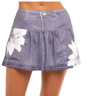 Women's Lucky in Love Floral Denim Pocket Skirt