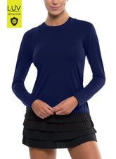 Lucky In Love Women's Breeze Long Sleeve (Fitted) Crew Tennis Tee Women's Clothing 