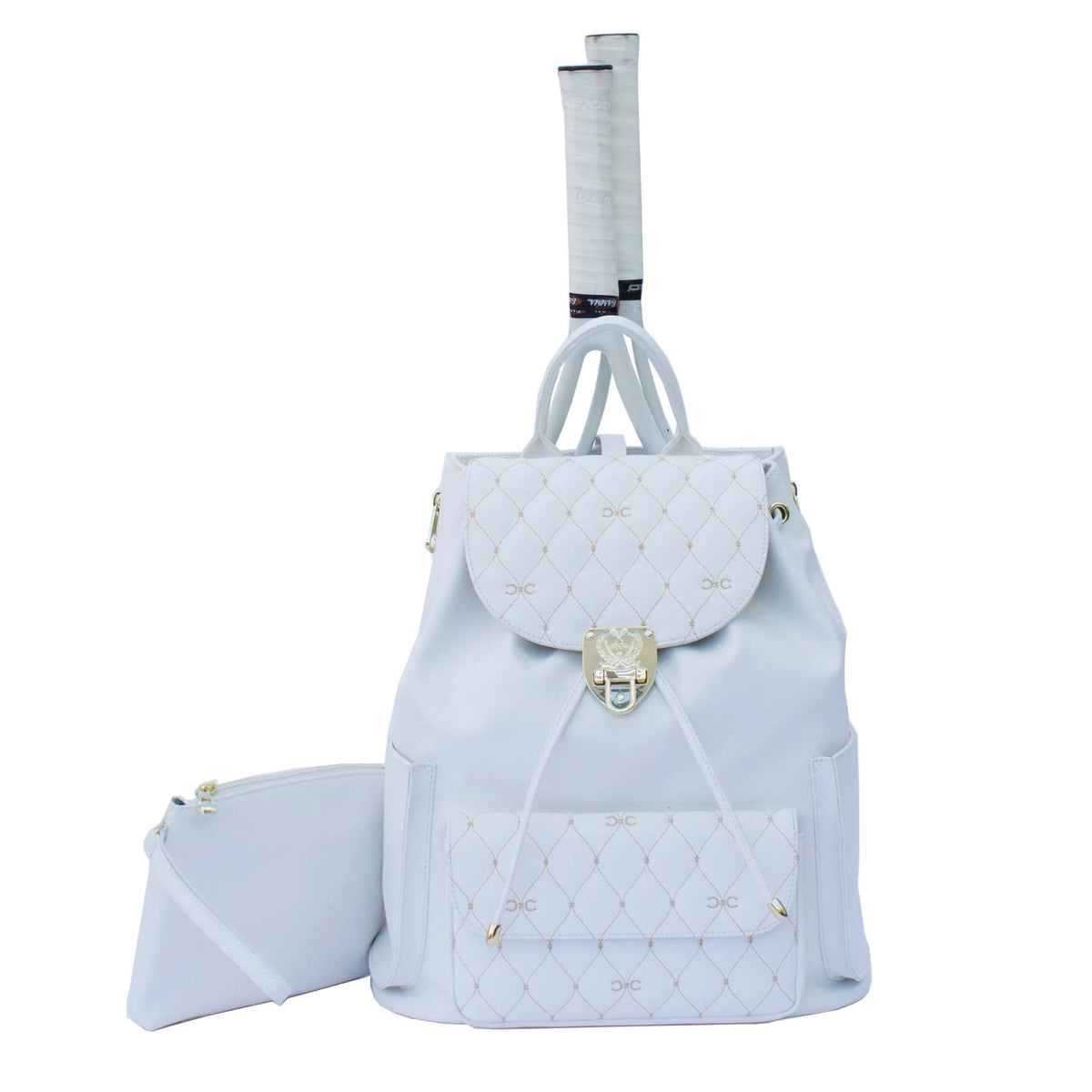 Court Couture Women's Hampton Embroidery White Tennis Backpack
