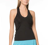 Lucky In Love Women's V-Neck Tennis Tank with Bra Women's Clothing 