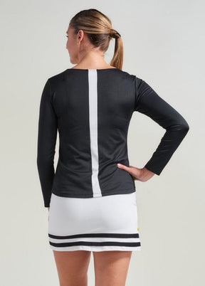 L'Oeuf Poché Women's Back Stripe Long Sleeve Tennis Tee