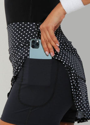 Dona Jo Women's JoJo Skirt / Skort (Black Polka Dot) 14.5"