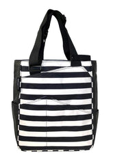 Maggie Mather Tennis Tote - Black & CoCo Stripes Tennis Bags 