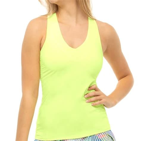 Lucky In Love Women's V-Neck Tennis Tank with Bra Women's Clothing 